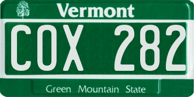 VT license plate COX282
