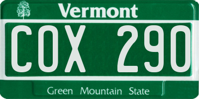 VT license plate COX290