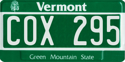 VT license plate COX295