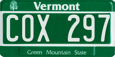 VT license plate COX297