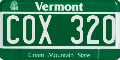 VT license plate COX320
