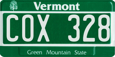 VT license plate COX328