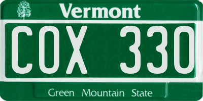 VT license plate COX330