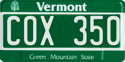 VT license plate COX350