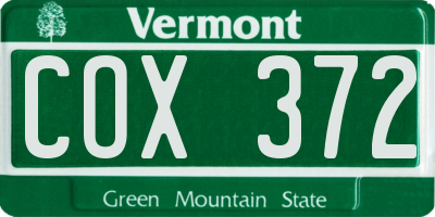 VT license plate COX372