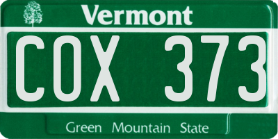VT license plate COX373