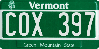 VT license plate COX397
