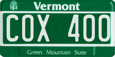VT license plate COX400