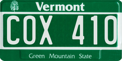 VT license plate COX410