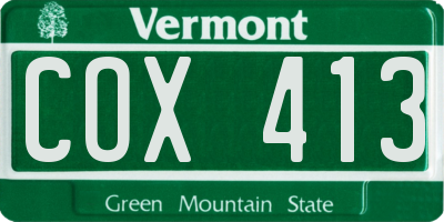 VT license plate COX413