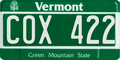 VT license plate COX422