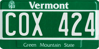 VT license plate COX424