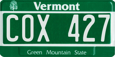 VT license plate COX427