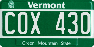 VT license plate COX430