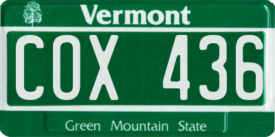 VT license plate COX436