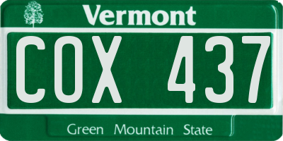 VT license plate COX437