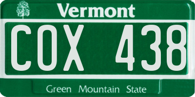 VT license plate COX438