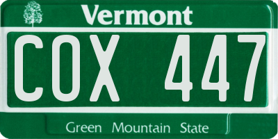 VT license plate COX447