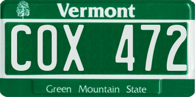 VT license plate COX472