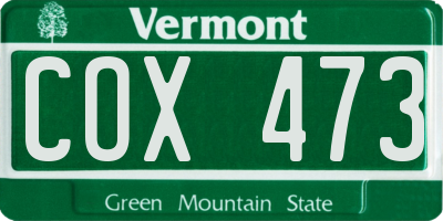 VT license plate COX473