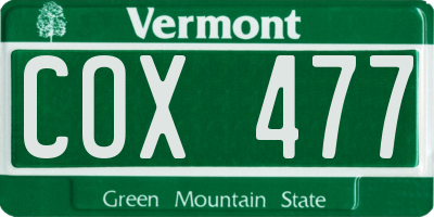 VT license plate COX477
