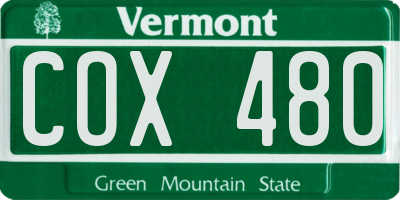 VT license plate COX480