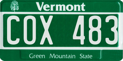 VT license plate COX483
