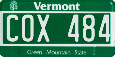 VT license plate COX484