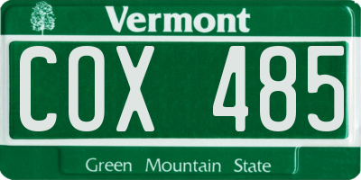VT license plate COX485