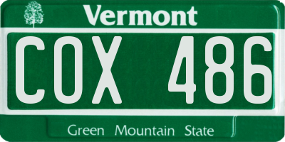 VT license plate COX486