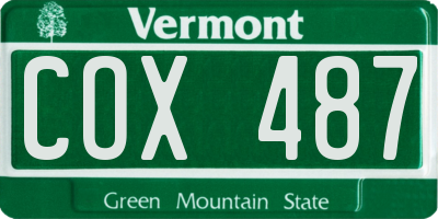 VT license plate COX487
