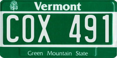 VT license plate COX491