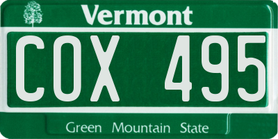 VT license plate COX495