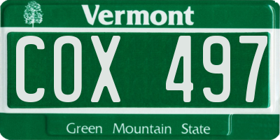 VT license plate COX497
