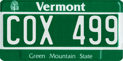 VT license plate COX499