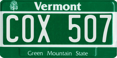 VT license plate COX507