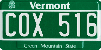 VT license plate COX516