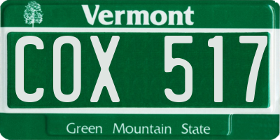 VT license plate COX517