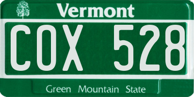 VT license plate COX528