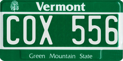 VT license plate COX556