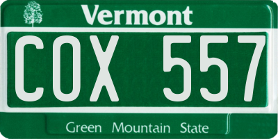 VT license plate COX557