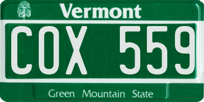 VT license plate COX559