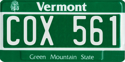 VT license plate COX561