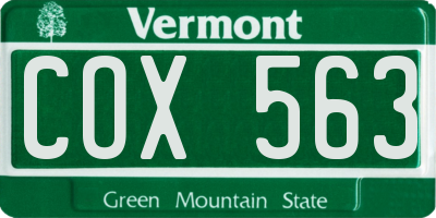 VT license plate COX563