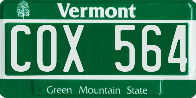 VT license plate COX564