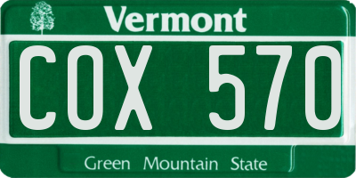 VT license plate COX570