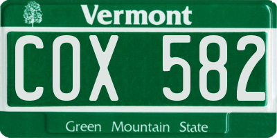 VT license plate COX582