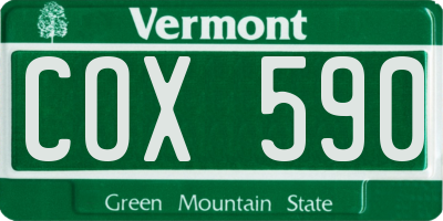 VT license plate COX590