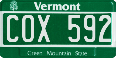 VT license plate COX592
