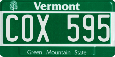 VT license plate COX595